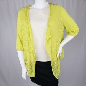 Womens Investments yellow sweater with 2/3 sleeves